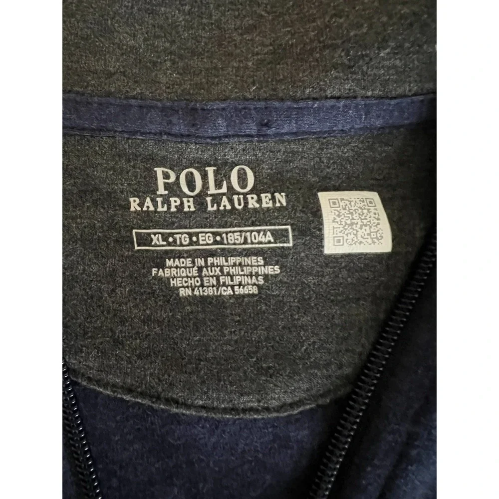 Polo Ralph Lauren XL Men's Quarter-Zip Pullover Sweatshirt Navy Blue Red Pony